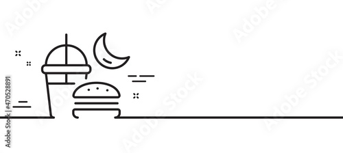 Night eat line icon. Fast food before sleep sign. Gluttony symbol. Minimal line illustration background. Night eat line icon pattern banner. White web template concept. Vector