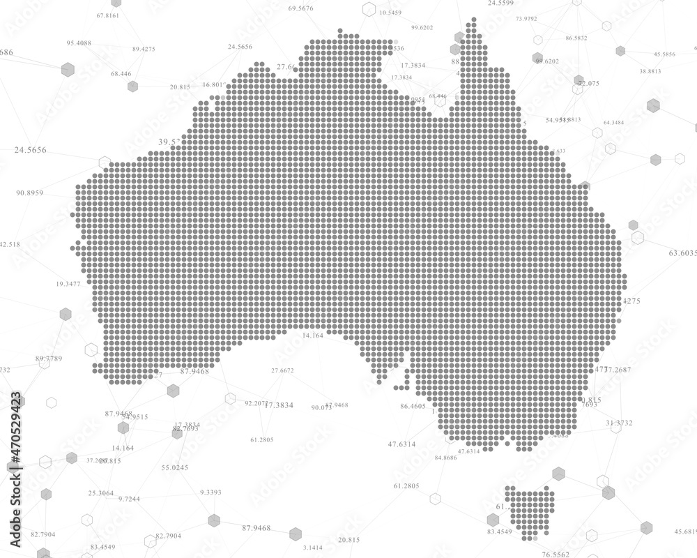 Australia global communication technology of internet of things IOT big data network - 3D Illustration rendering