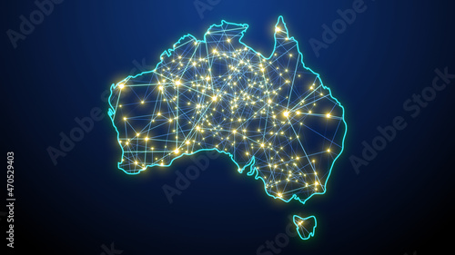 Australia cloud computing network data wireless connection for Internet of things IOT - 3D Illustration rendering