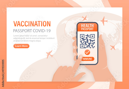 Mobile phone with immune digital health passport for covid-19. Green icon. Isometric concept. Covid pcr test vector icon. Vector isometric illustration.