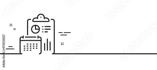 Accounting calendar line icon. Calculate annual report sign. Budget planner symbol. Minimal line illustration background. Report line icon pattern banner. White web template concept. Vector
