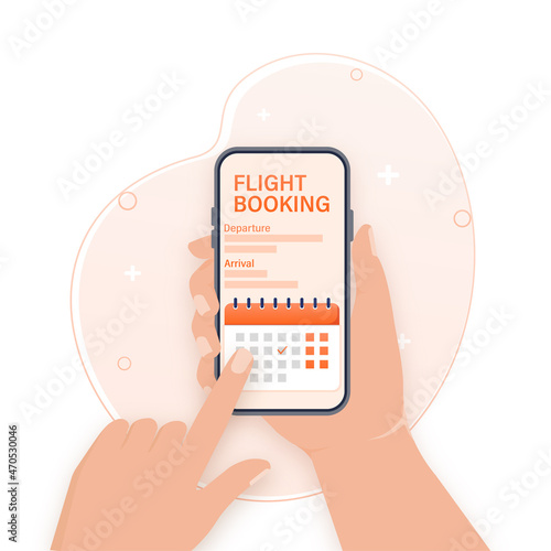 Flyer design for promotion design. Flight tickets online booking illustration landing page. Flat design vector illustration. Travel vector icon.