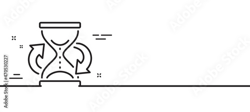 Time hourglass refresh line icon. Sand watch sign. Minimal line illustration background. Hourglass line icon pattern banner. White web template concept. Vector