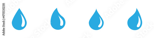 Conjunto de icono de gota azul de agua de lluvia, diferentes formas. Gota líquida. Ilustración vectorial photo