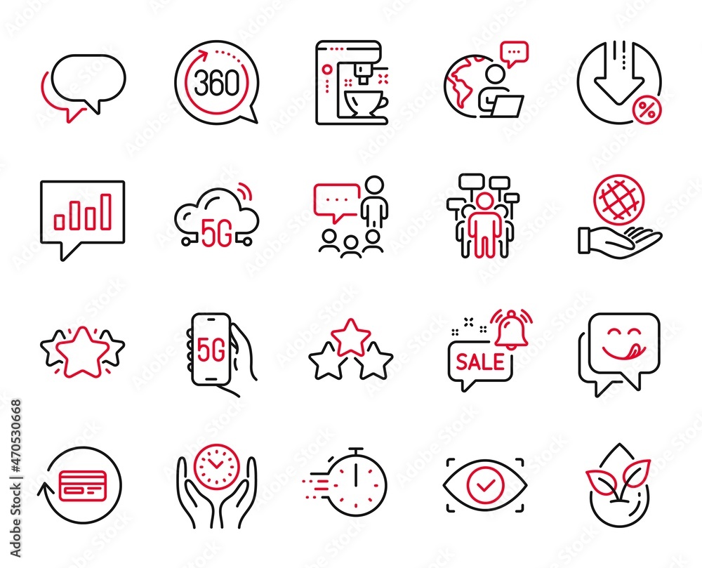Vector Set of Technology icons related to Refund commission, Yummy smile and People chatting icons. 5g internet, Cooking timer and Coffee maker signs. Refund commission web symbol. Vector Vector Set of Technology icons related to Refund commission, Yummy smile and People chatting icons. 5g internet, Cooking timer and Coffee maker signs. Refund commission web symbol. Vector