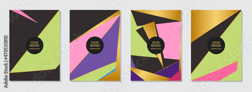 Modern cover design with gold, trendy tones.Minimalistic background with abstract geometric shapes. Vertical vector templates for menu, brochure, flyer layout, presentation.