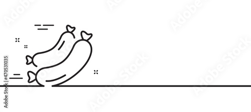 Sausage line icon. Barbecue food sign. symbol. Minimal line illustration background. Sausage line icon pattern banner. White web template concept. Vector