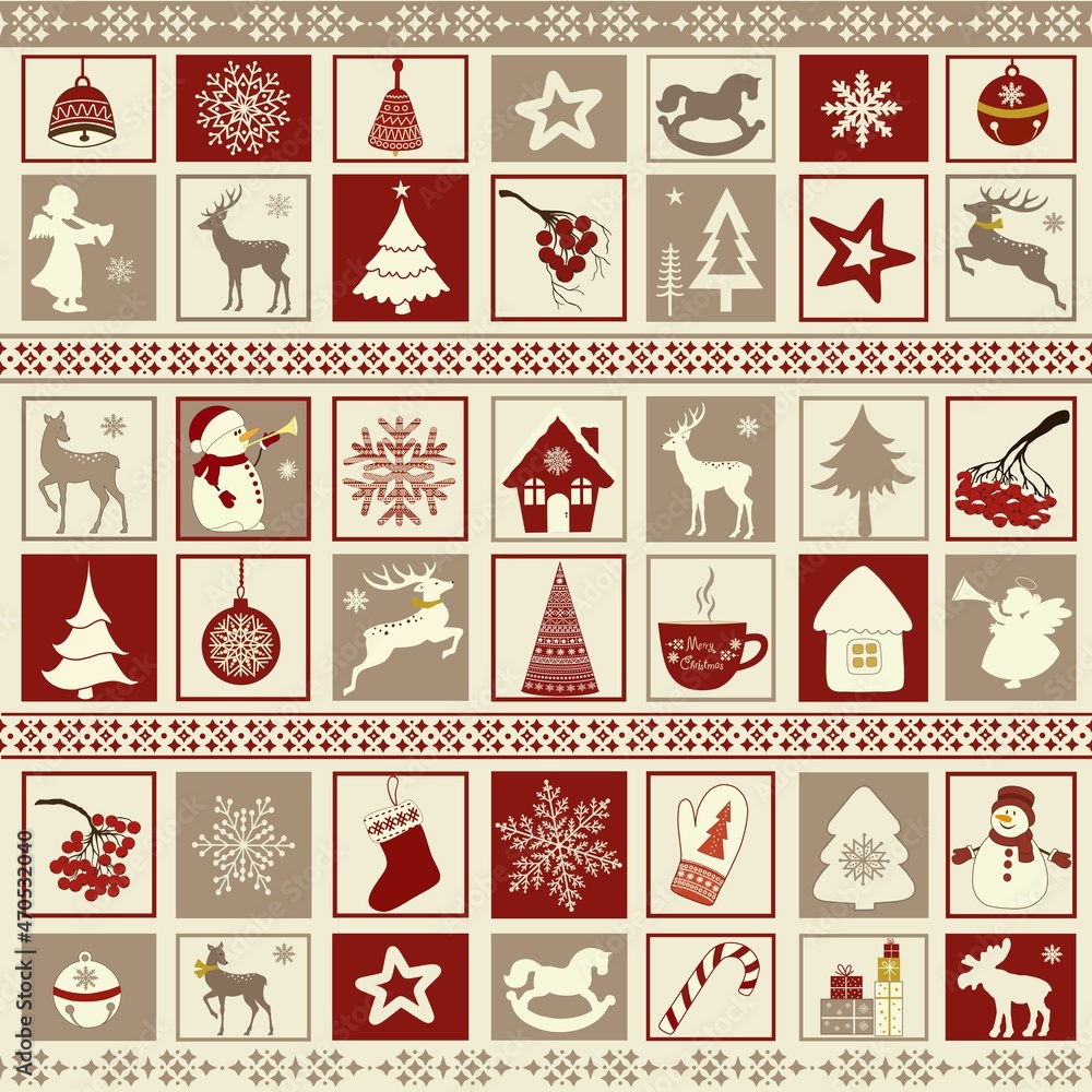 Christmas pattern with holiday Christmas elements