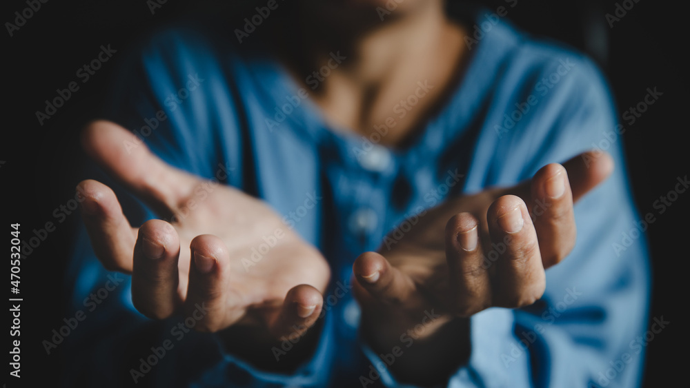 Praying hands with faith in religion and belief in God Stock Photo ...