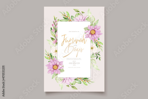 elegant watercolor floral wedding invitation card set 