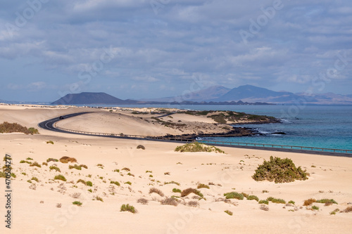 View on the sand dunes of Corralejo on the Canary Island Fuerteventura. photo