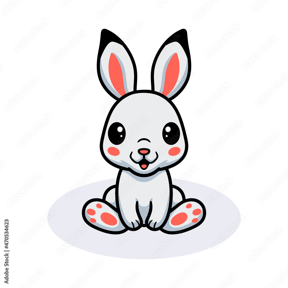 Obraz premium Cute little rabbit cartoon sitting