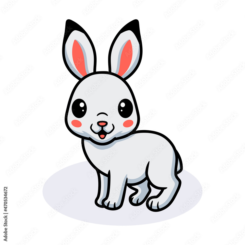 Cute little white rabbit cartoon