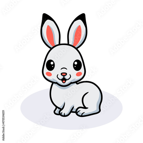 Cute little white rabbit cartoon