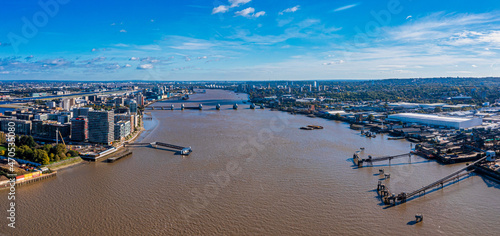 Canvastavla Aerial view of the London city dam or Thames Flood Barrier over river Thames