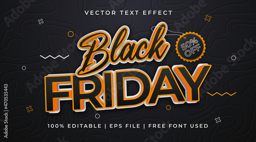 Black friday text, promo sale editable text effect style