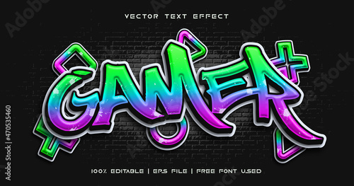Gamer text, graffiti editable text effect style photo