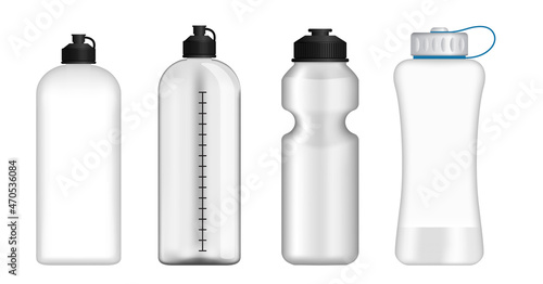 realistic fitness bottle drink isolated, mock up sport water plastic bottle, flask blank mock up bottle. eps format
