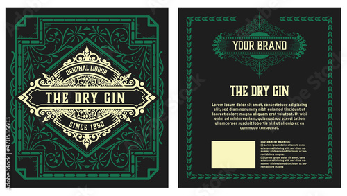Whiskey label with old frames