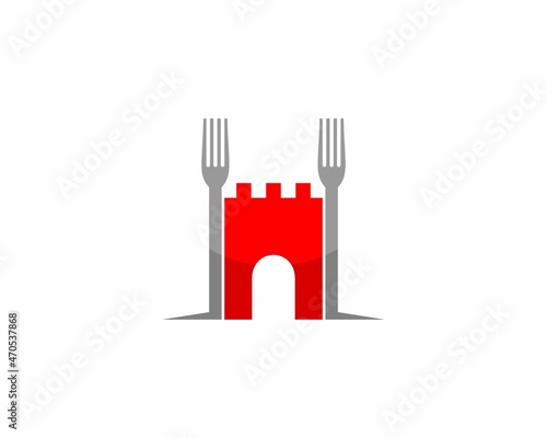 Two fork standing with fortress in the middle