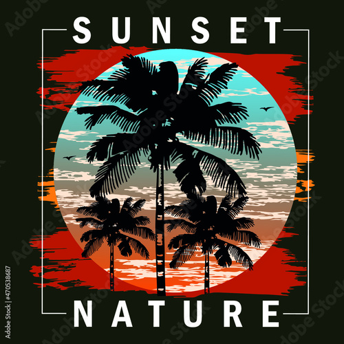 sunset nature text,lettering,images vector illustration t shirt design