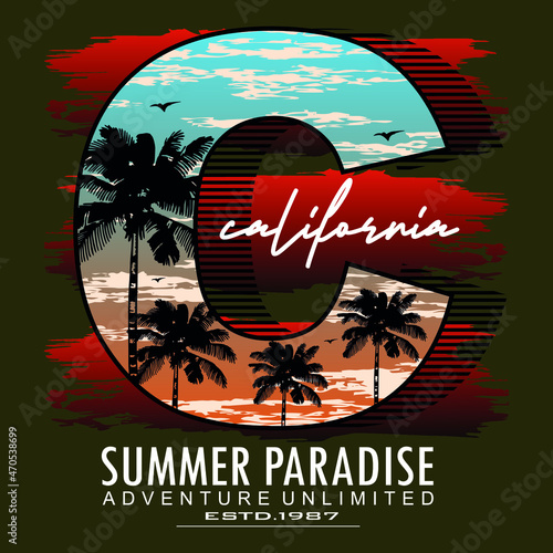 california summer text,lettering,images vector illustration t shirt design