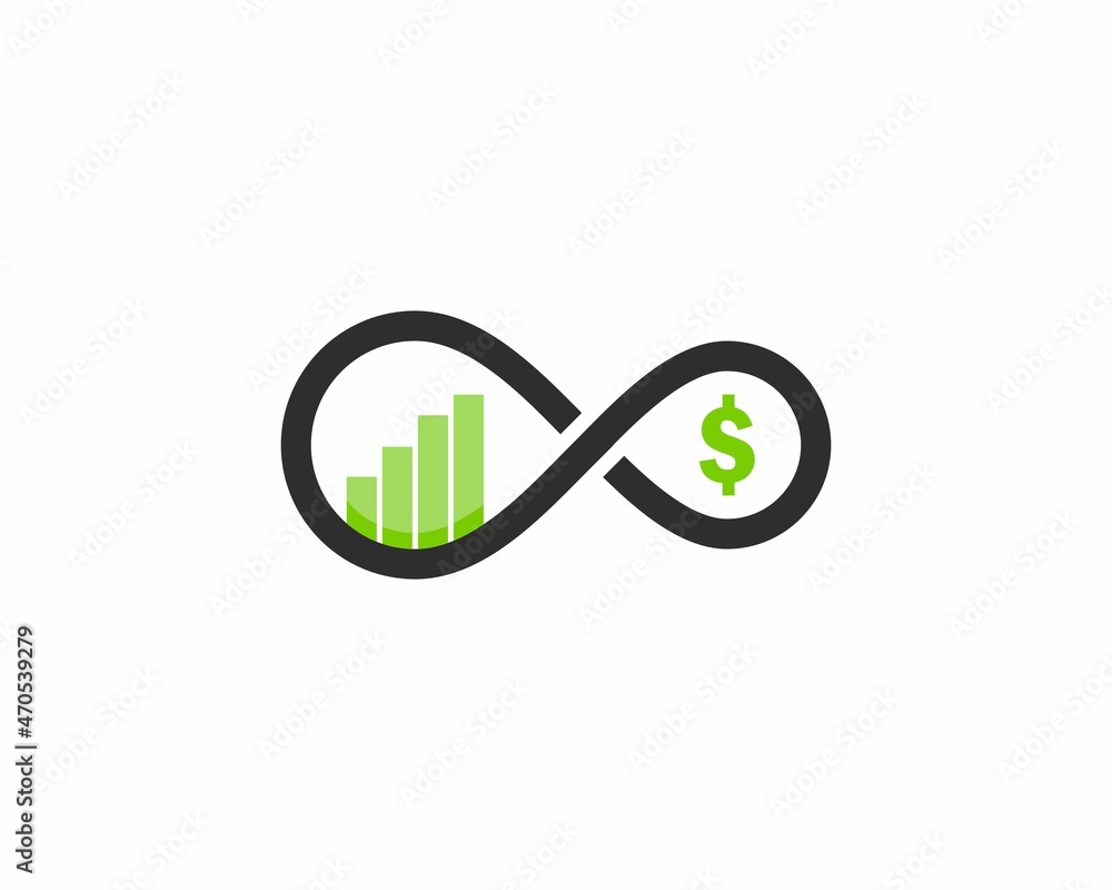 Chart growth up and dollar symbol in the middle Chart growth up and dollar symbol in the middle