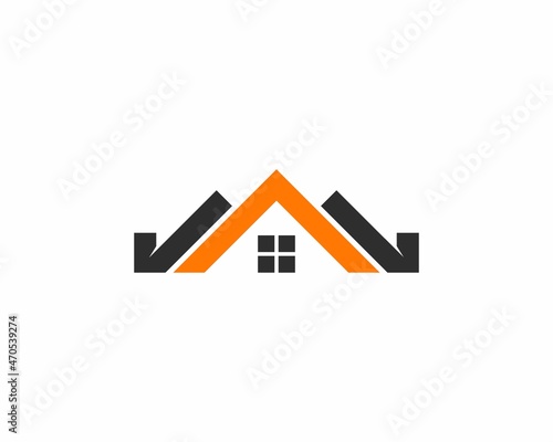 Roofing house with orange and black color logo