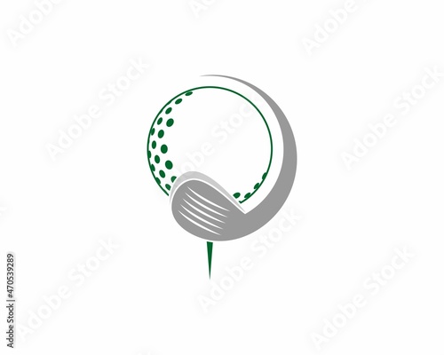 Golf ball and tee with golf stick surrounding