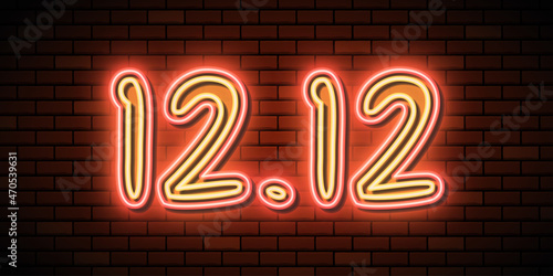 12.12 advertising neon banner. vector illustration.