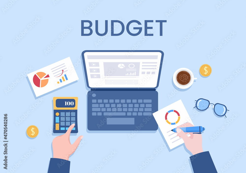 Budget Financial Analyst to Managing or Planning Spending Money at Checklist on Clipboard, Calculator and Calendar Background Vector Illustration Budget Financial Analyst to Managing or Planning Spending Money at Checklist on Clipboard, Calculator and Calendar Background Vector Illustration