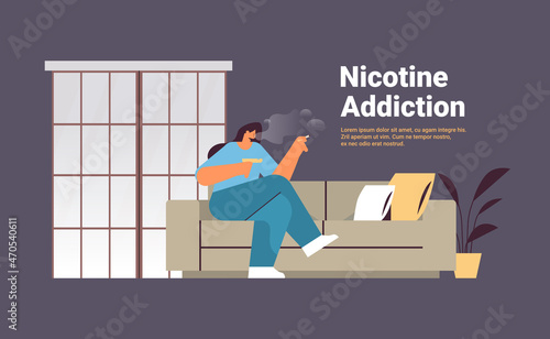 woman smoking cigarette bad habits unhealthy lifestyle nicotine addiction no smoking concept