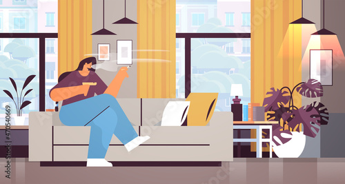 woman smoking cigarette bad habits unhealthy lifestyle nicotine addiction no smoking concept living room interior