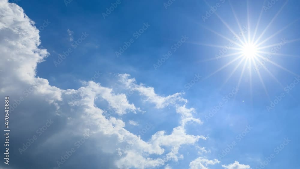 4K Sky Time lapse, Beautiful blue sky with clouds background, Blue sky with clouds and sun. 4K Sky Time lapse, Beautiful blue sky with clouds background, Blue sky with clouds and sun.