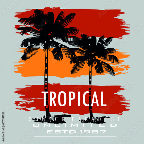 tropical,summer paradise vector nature,poster, t shirt design illustration