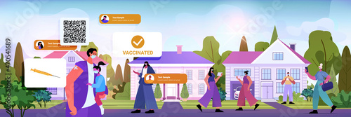 vaccinated people walking outdoor men women after vaccine injection successful covid-19 vaccination concept