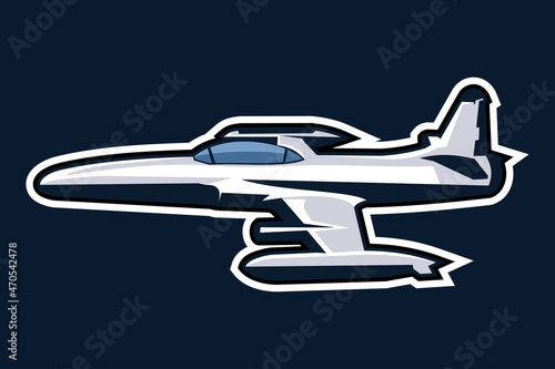 American cold war stealth fighter plane vector illustration. simple aircraft logo, military equipment.