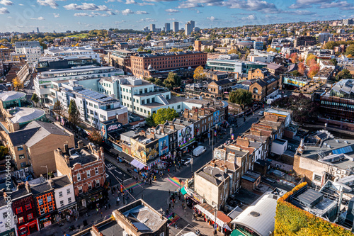 Photography Aerial view of the Camden Lock Market in London, United Kingdom