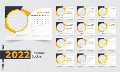 2022 Calendar Design Template , Desk Calendar 2022 Design