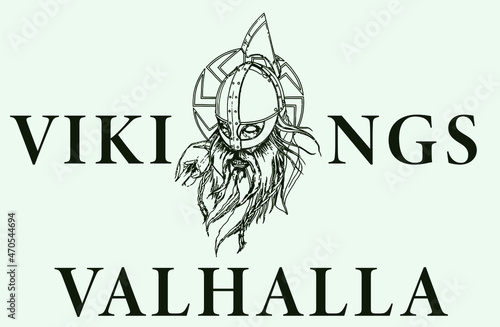 logo man Vikings vector icon  