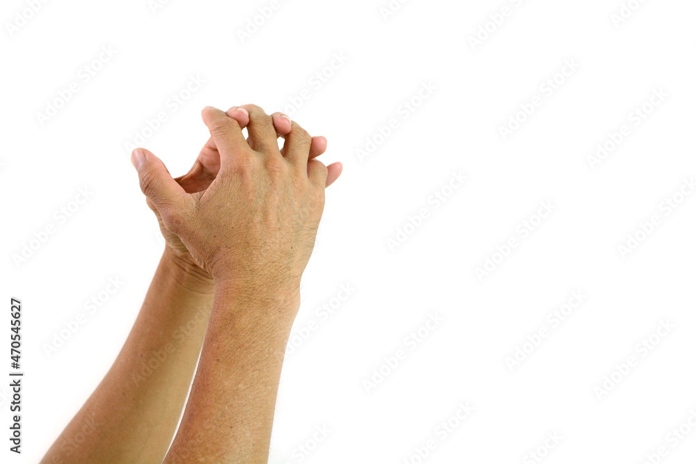 Obraz premium Symbol empty hand holding isolated on the white background.