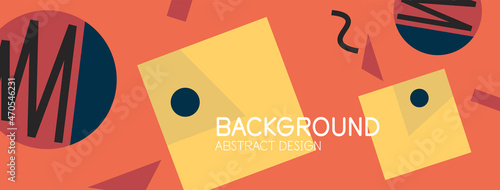 Abstract background. Blocks, lines, triangles, circles composition. Techno or business concept for wallpaper, banner, background, landing page