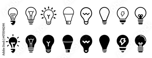 Lamp line icon set. Idea lamp icon collection. lamp bulb idea icon. vector lightbulb creativity concept outline modern design isolated on white background. stock vector.