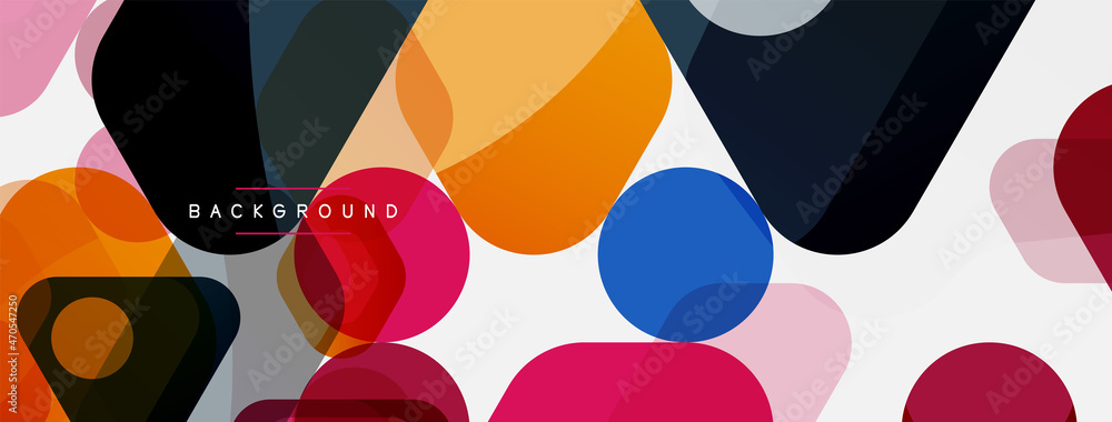 Color bubbles and rounded geometric shapes on white. Vector geometric minimal abstract background for wallpaper, banner, background, landing page Color bubbles and rounded geometric shapes on white. Vector geometric minimal abstract background for wallpaper, banner, background, landing page