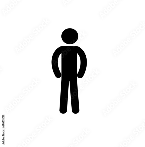 a man is standing, a human figure, silhouette, pictogram isolated on a white background