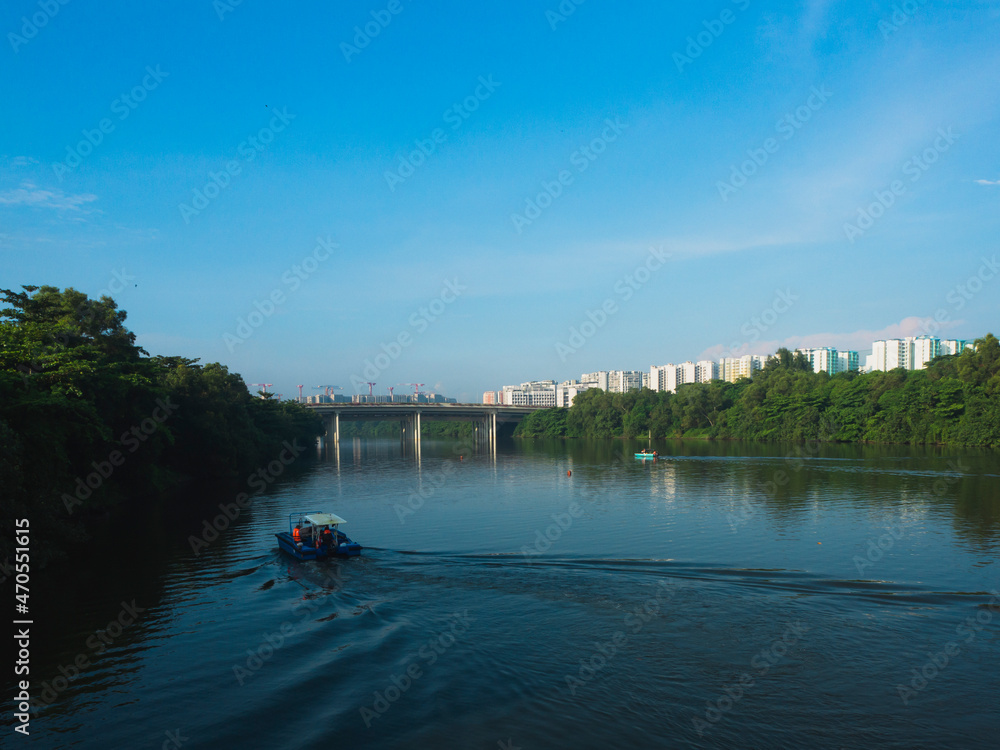 View of the Punggol Serangoon Reservoir in the day