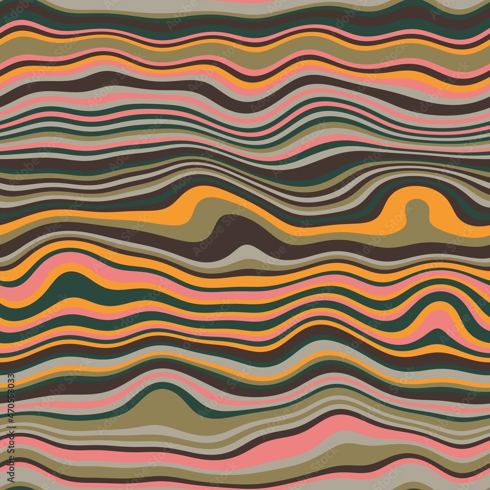 Fototapeta premium Seamless wavy stripe trendy surface pattern design for print. High quality illustration. Curved striped simple abstract digitally rendered repeat tile for fashion, fabric, textile, interior, or decor.