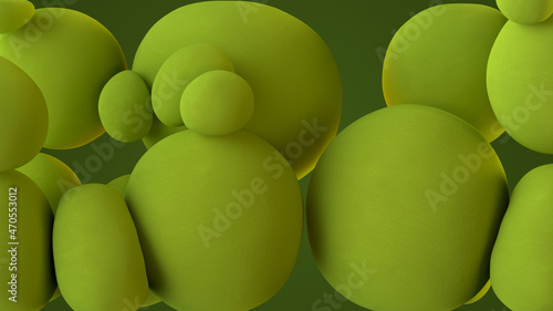 Green soft cloth spheres in...