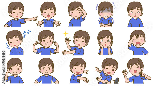 男の子バストアップいろいろイラスト