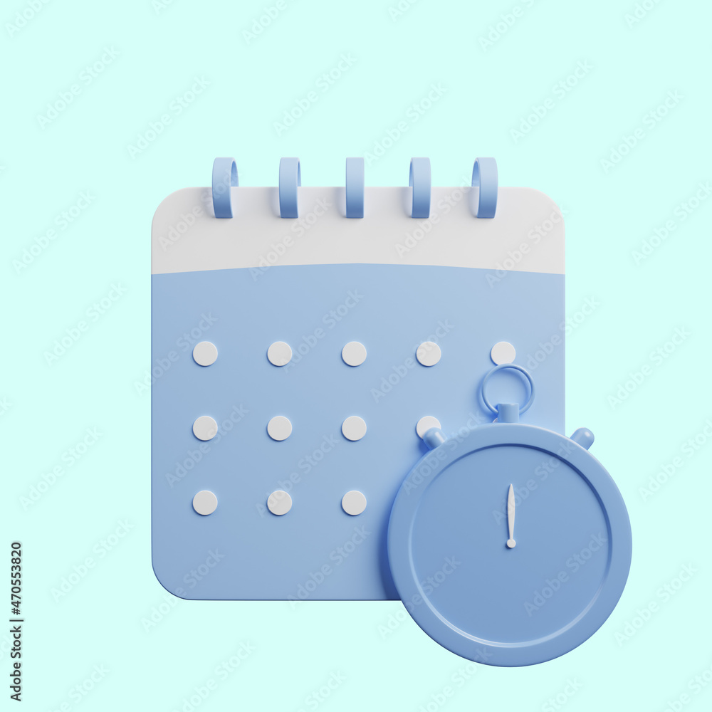 3d illustration of simple icon concept time calendar,stopwatch 3d illustration of simple icon concept time calendar,stopwatch